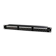 19 inch Cat5e Patchpanel 24-poorts met Vergulde Contacten – Zwart
