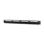 19 inch Cat5e Patchpanel 24-poorts met Kabelorganizer en Vergulde Contacten – Zwart