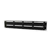 19 inch Cat5e Patchpanel 48-poorts met Kabelorganizer en Vergulde Contacten – Zwart