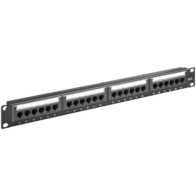 19"patchpanel - 1U met 24 Cat 6 poorten - 1 Gbit - Zwart - Unshielded