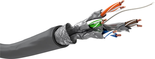 Cat 6 netwerkkabel - S/FTP (PiMF) - Stug -100 meter - Grijs