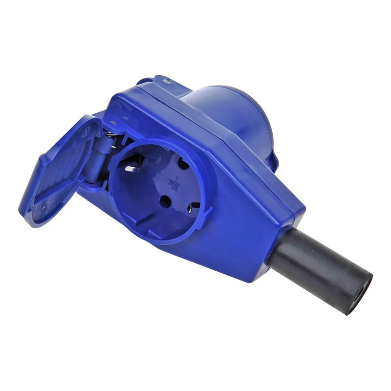 Haakse CEE contrastekker met stopcontact - 16A - 230V - 3-polig - blauw/wit