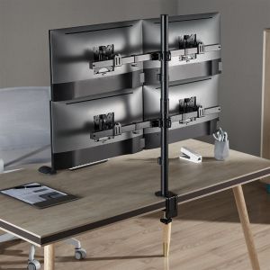 InLine viervoudige monitorhouder voor bureau – 17 tot 32 inch – 4 × 9 kg – Zwart
