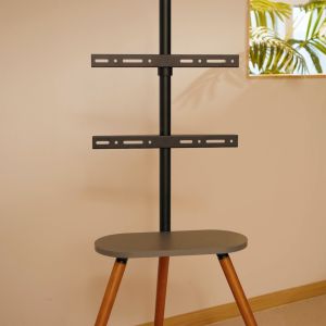 InLine woodstand II TV vloerstandaard met plateau – 43 tot 65 inch – Walnoot/Zwart