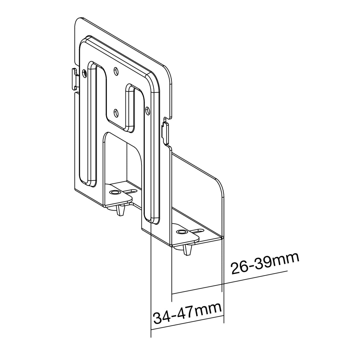 InLine universele houder voor streamingboxen en mini-pc's – verstelbaar 26–39 mm – zwart