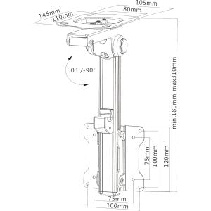 InLine opklapbare monitorbeugel voor kastmontage – 13 tot 27 inch – 20 kg – Zwart