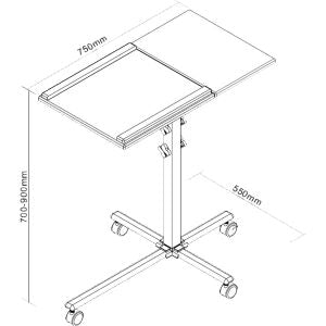 InLine verrijdbare laptop- en beamerstandaard – In hoogte verstelbaar 70–90 cm – Zwart/Zilver