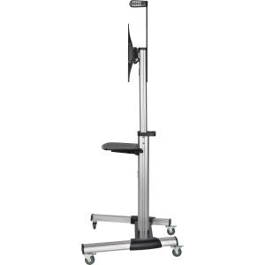 InLine verrijdbare TV vloerstandaard met plateau – 37 tot 70 inch – 50 kg – Zwart/Zilver