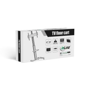 InLine verrijdbare TV vloerstandaard met plateau – 37 tot 70 inch – 50 kg – Zwart/Zilver