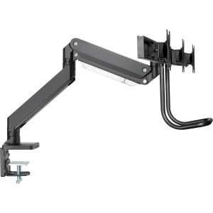 InLine verstelbare monitorarm voor 3 schermen met gasveer en USB 3.2 Gen.1 – 17 tot 27 inch – Zwart