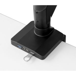 InLine verstelbare monitorarm voor 3 schermen met gasveer en USB 3.2 Gen.1 – 17 tot 27 inch – Zwart