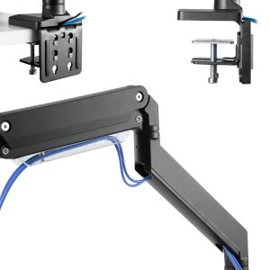 InLine verstelbare monitorarm voor 3 schermen met gasveer en USB 3.2 Gen.1 – 17 tot 27 inch – Zwart