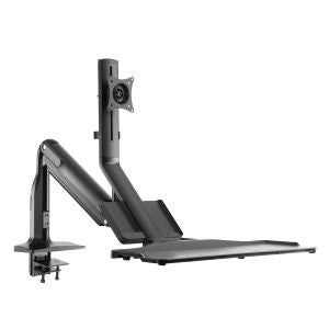 InLine verstelbare monitorarm met toetsenbordplateau en USB 3.0 – 17 tot 32 inch – Zwart