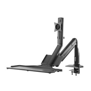 InLine verstelbare monitorarm met toetsenbordplateau en USB 3.0 – 17 tot 32 inch – Zwart