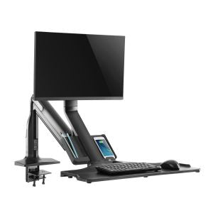 InLine verstelbare monitorarm met toetsenbordplateau en USB 3.0 – 17 tot 32 inch – Zwart