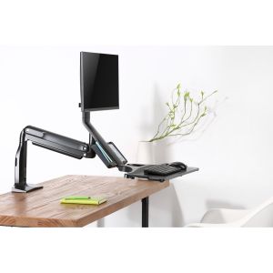 InLine verstelbare monitorarm met toetsenbordplateau en USB 3.0 – 17 tot 32 inch – Zwart