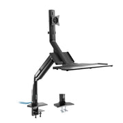 InLine verstelbare monitorarm met toetsenbordplateau en USB 3.0 – 17 tot 32 inch – Zwart