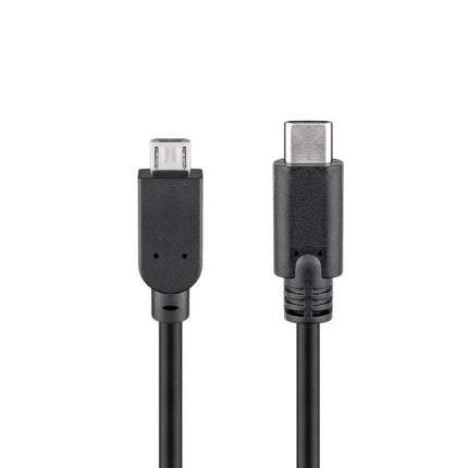 20 cm Micro-USB naar USB-C Snellaadkabel met Sync - USB 2.0 - Zwart - Goobay