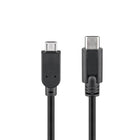 20 cm Micro-USB naar USB-C Snellaadkabel met Sync - USB 2.0 - Zwart - Goobay