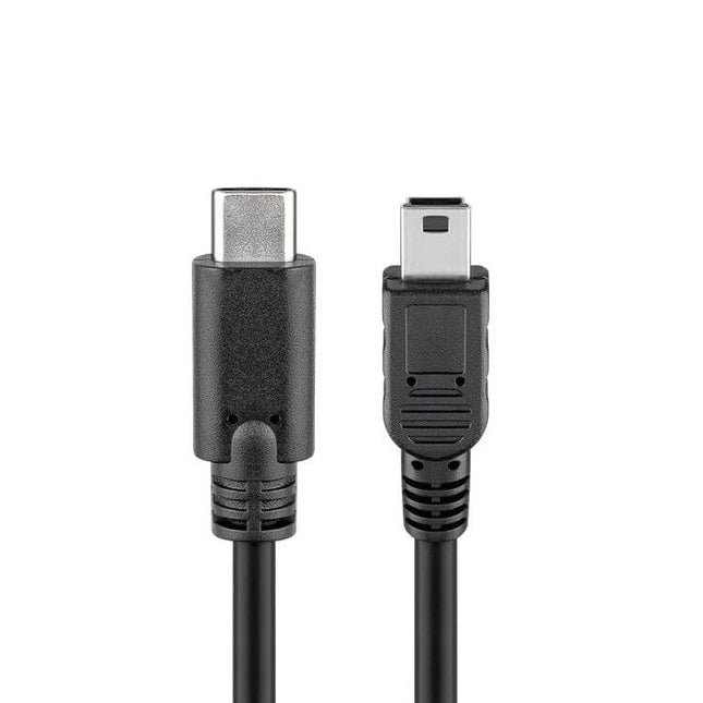 Transmedia Mini-USB naar USB-C verloopkabel - 1,8 meter - USB 2.0 - Zwart