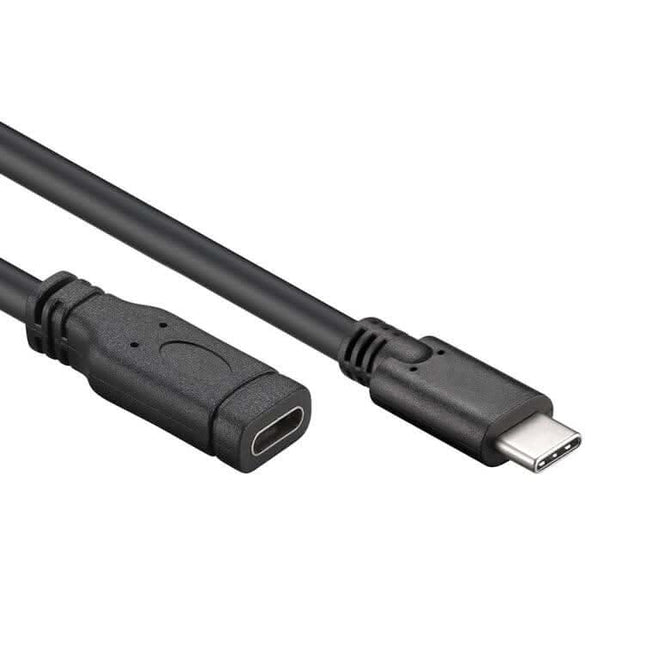 USB-C naar USB-C verlengkabel - USB 3.2 (tot 10 Gbit/s) - 1 meter - PD 60 watt - Zwart