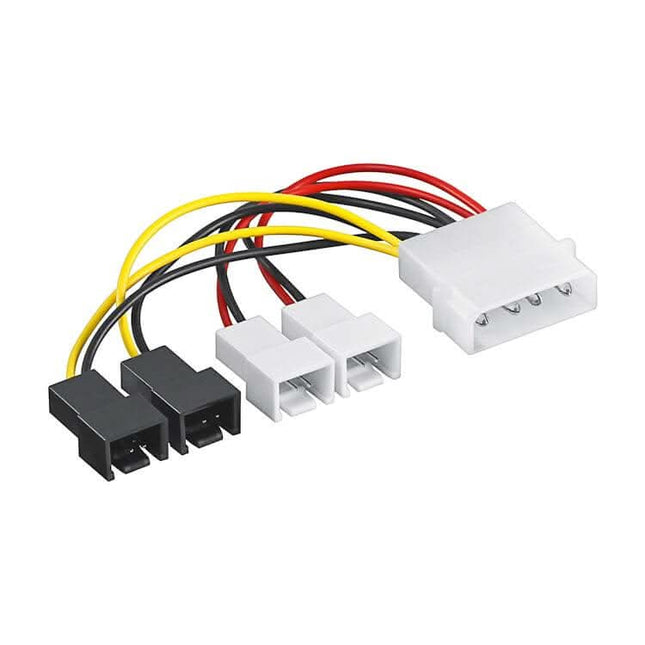 15cm Molex male naar ventilator stekker adapter - 2x 5V & 2x 12V