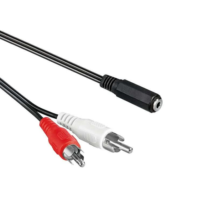 2x RCA male naar 3,5 mm Jack female stereo audio adapter kabel - 20 cm - Zwart