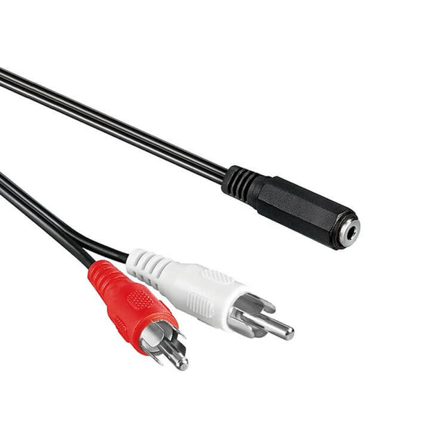 2x RCA male naar 3,5 mm Jack female stereo audio adapter kabel - 1,5 meter - Zwart