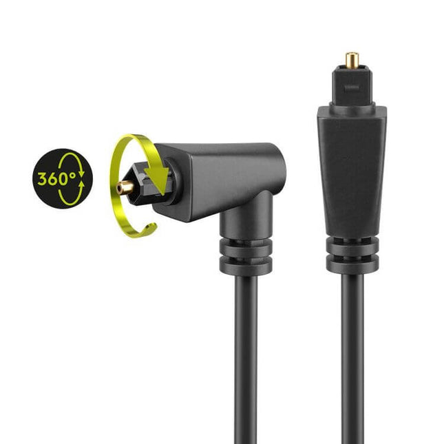 Toslink kabel - 1 meter - 1 haakse stekker - 4 mm