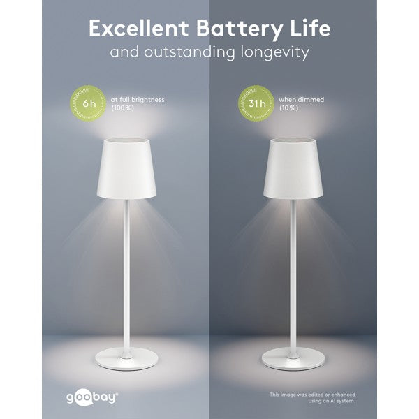 Draadloze LED-Tafellamp RGBW – 38 cm – Oplaadbaar – Wit