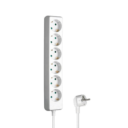 230 volt 6-voudig verdeeldoos -  1.5 meter- wit