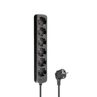 230 volt 6-voudig verdeeldoos - 1.5 meter  - zwart
