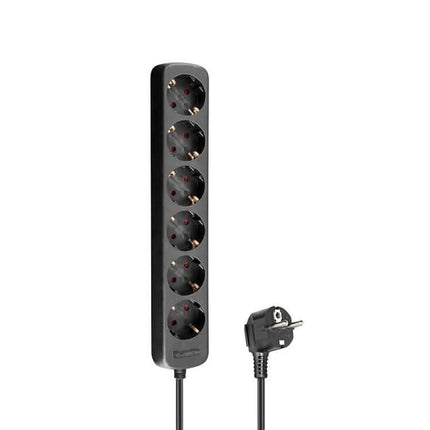 230 volt 6-voudig verdeeldoos - 3 meter- zwart