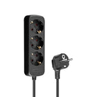 230 volt 3-voudig verdeeldoos 1.5 meter  - zwart