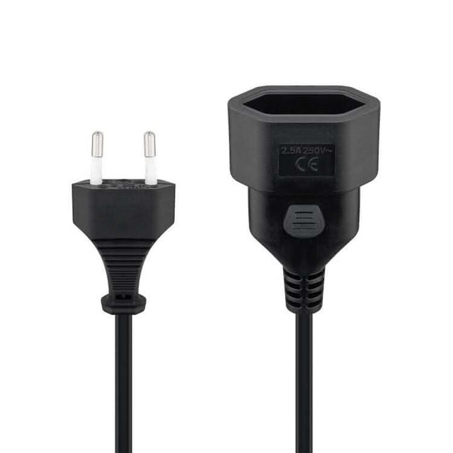 3 meter verlengkabel - Eurostekker type C - 2 x 0.75 mm² - zwart