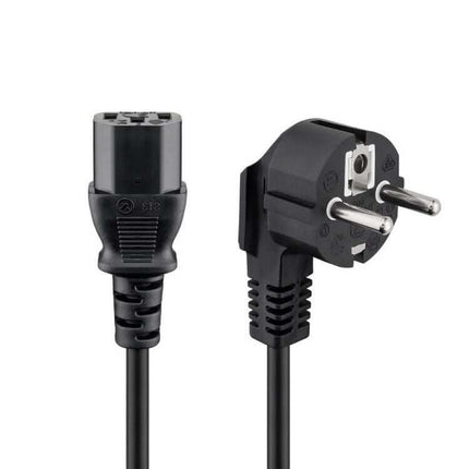 C13 kabel - 3 meter - schukostekker naar C13 - haaks - Zwart