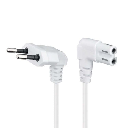C7 kabel - 75 cm - Eurostekker naar C7 - 2xhaaks - Wit