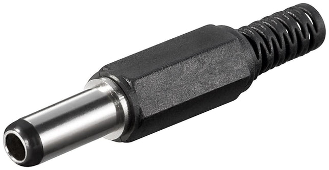soldeerbare DC plug - 5,5 mm x 2,5 mm - Zwart - Extra lang (14 mm)