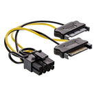 2SATA-PWR-8P 8-pins PCI-express naar 2x male SATA voeding verloopkabel - 15cm