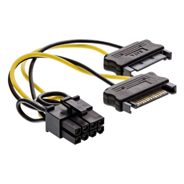 2SATA-PWR-8P 8-pins PCI-express naar 2x male SATA voeding verloopkabel - 15cm