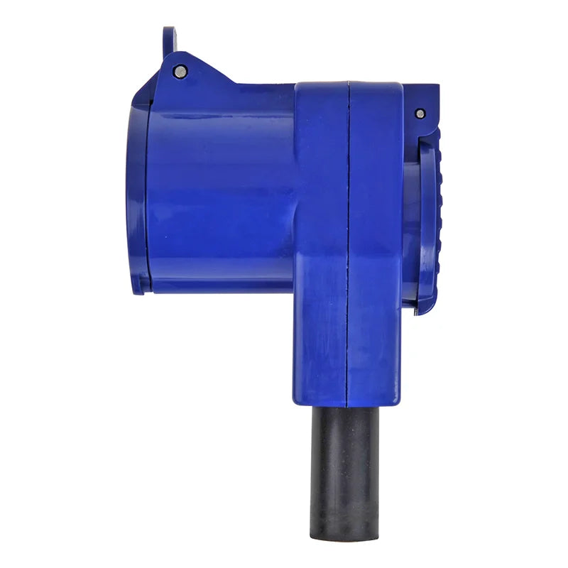 Haakse CEE contrastekker met stopcontact - 16A - 230V - 3-polig - blauw/wit