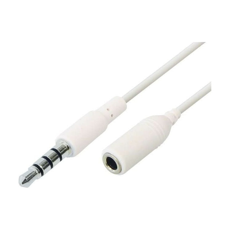 3.5-4-3.5-3-W-0.1 3,5mm Jack 4-polig Mannelijk naar 3-polig Vrouwelijk adapter - 10 cm - Wit