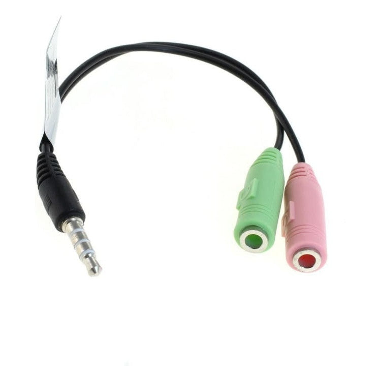 3.5mm-2x3.5mm Audiokabel 2x 3,5 mm jack (v) naar 1x 3,5 mm jack (m) - 15 cm - Zwart