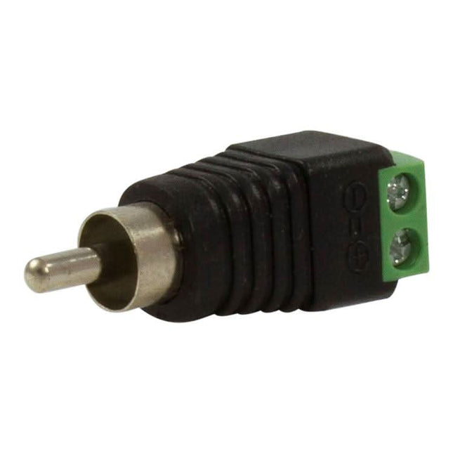 Aansluitblok 2-pins > RCA Mannelijk – Zwart