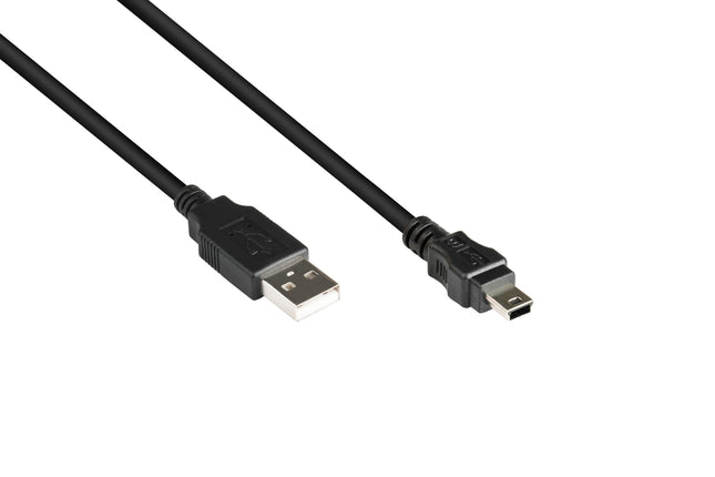 USB A naar Mini-USB kabel - USB 2.0 - Zwart (Good Connections)