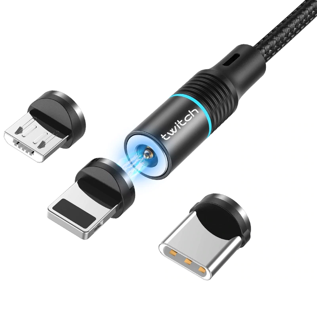 Multifunctionele laadkabel - USB C, Micro USB, Lightning - 2 meter - Zwart