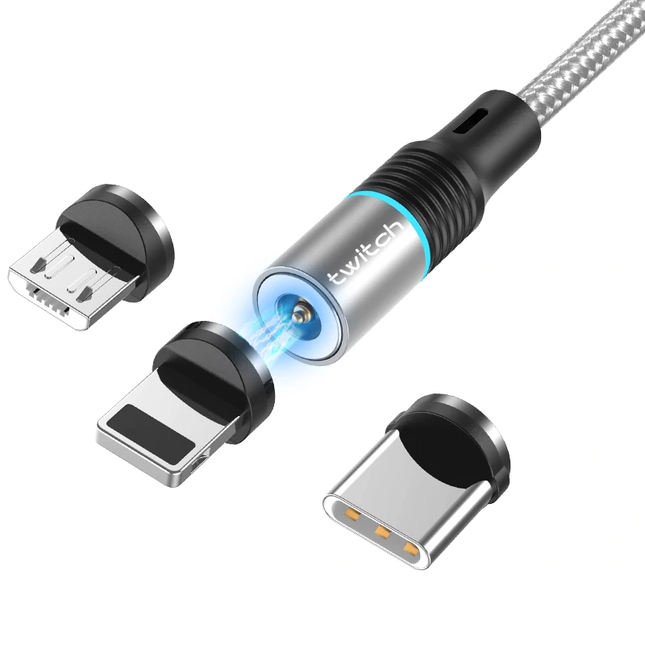Multifunctionele laadkabel - USB C, Micro USB, Lightning - 1 meter - Grijs