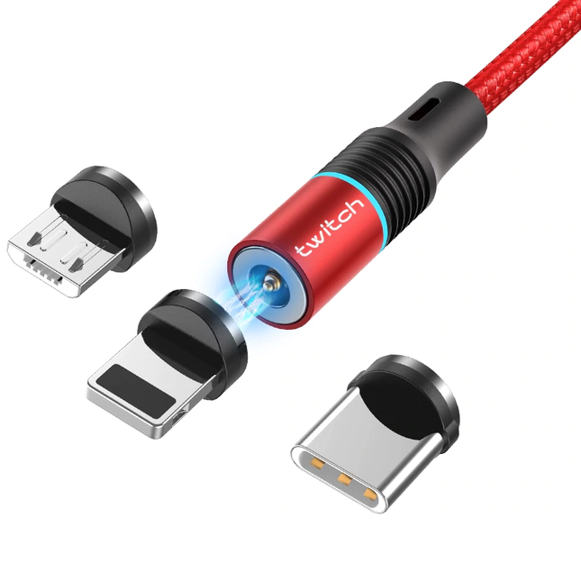 Multifunctionele laadkabel - USB C, Micro USB, Lightning - 1 meter - Rood