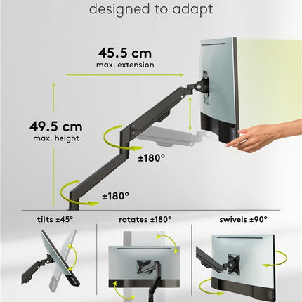 Goobay Pro bureau monitorarm - 1 monitor - Met gasveer - Tot 32 inch / 9 KG