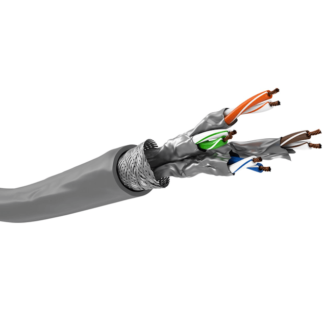 Cat 6a netwerkkabel - S/FTP (PiMF) - 100 meter - Grijs - Soepel - Koper